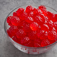 Red Gummi Raspberries close-up showing texture and quality - Twisted Treatz