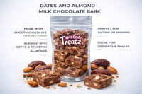 Dates and Almond Chocolate Bark Sweet Gourmet Delight close-up showing texture and quality - Twisted Treatz