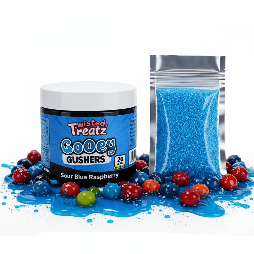 Twisted Treatz Gooey Gushers in Sour Oozie Liquid Fruity Gummy Candy with Sour Coating - premium gummy candy and sour candy hand-packed fresh